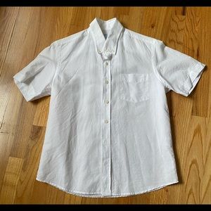 Peter Manning white linen shirt sleeve shirt